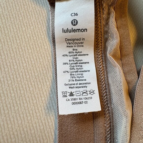 Lululemon Awake to Lace Racerback Bra Size 36C Nude Athletic Breathable - Picture 7 of 7